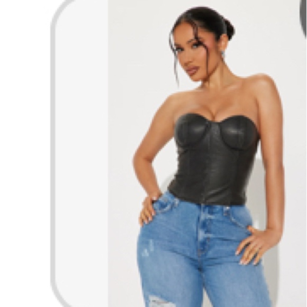 Black Strapless Leather Top